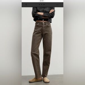 AYR Women's "The Getup" Barrel Jeans in "Cigar" Brown